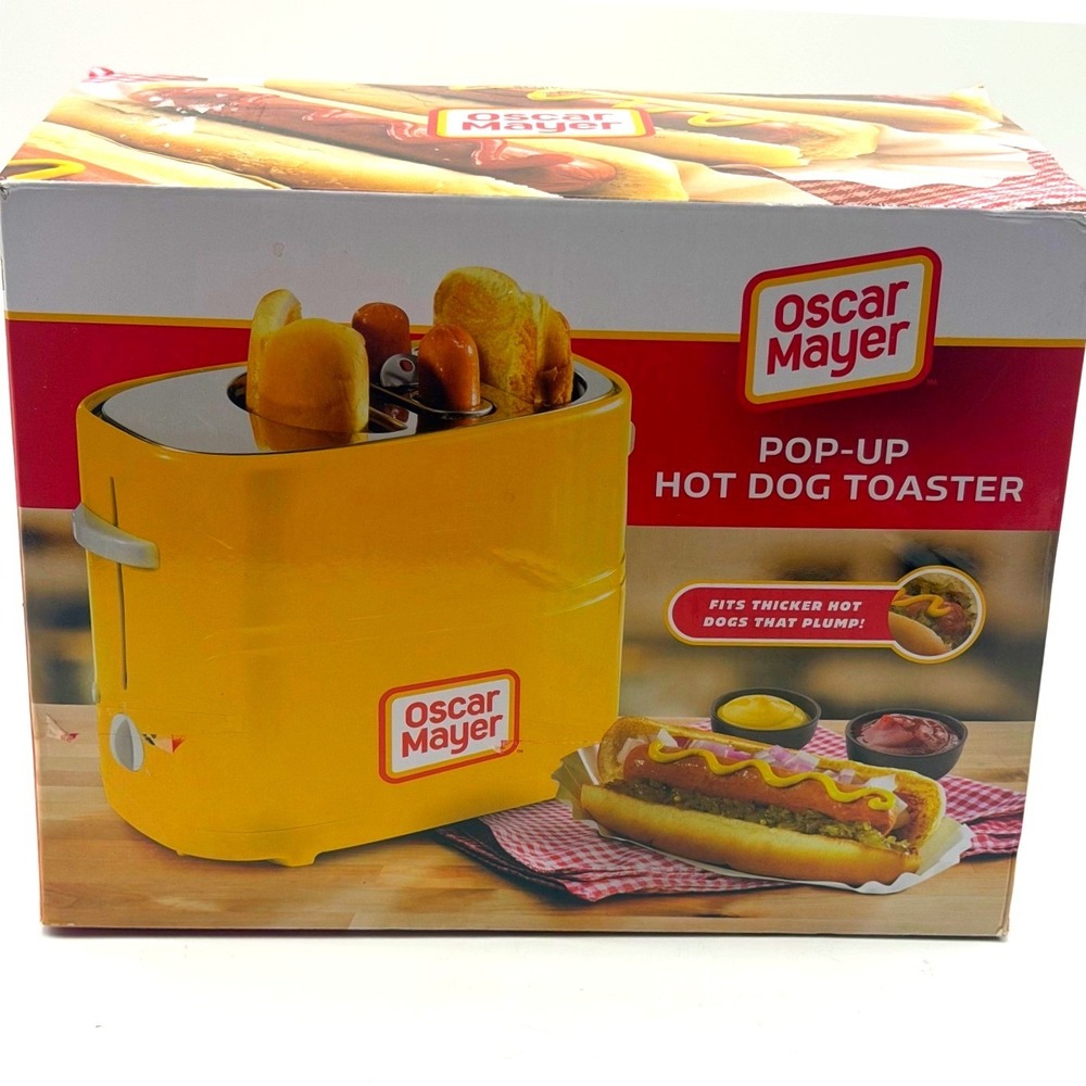 Oscar Mayer Pop-Up Hot Dog Toaster Yellow 2 Slot Bun Warmer OMHDT600YW NEW